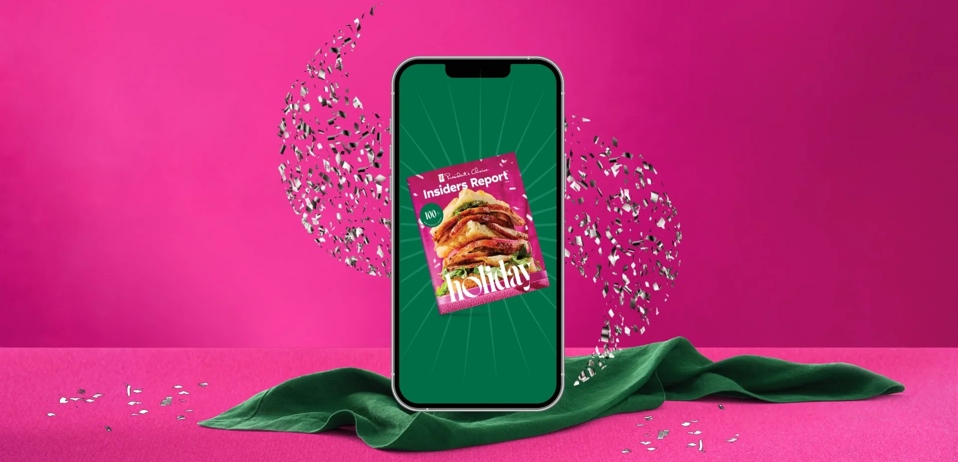 Spakrles swirl around a smartphone screen which displays PC Insiders report magazine and red PC Optimum points float around the device.